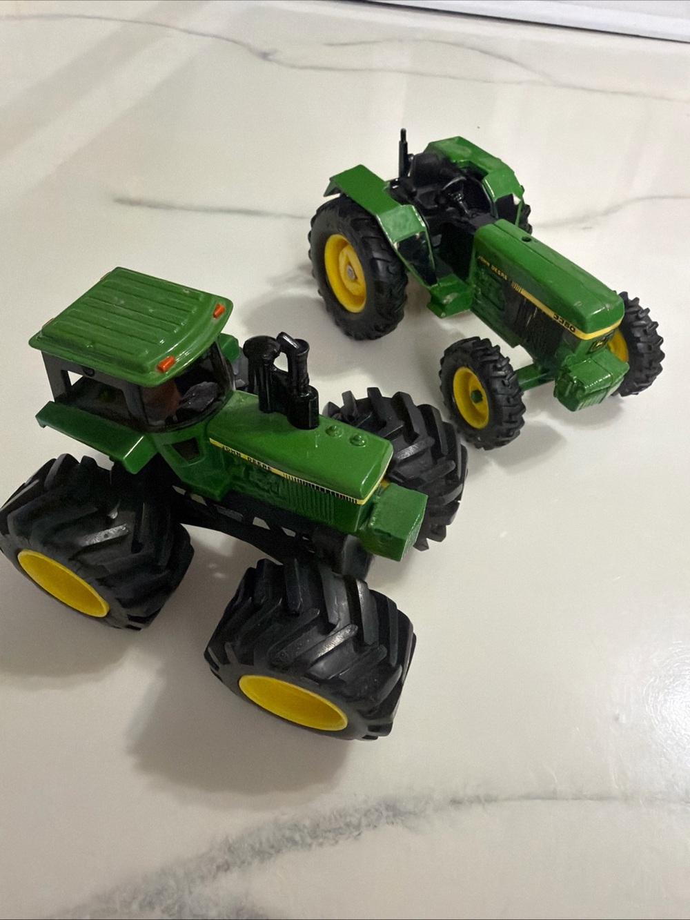 John Deere Green and Yellow Toy Tractors - Set of 2
